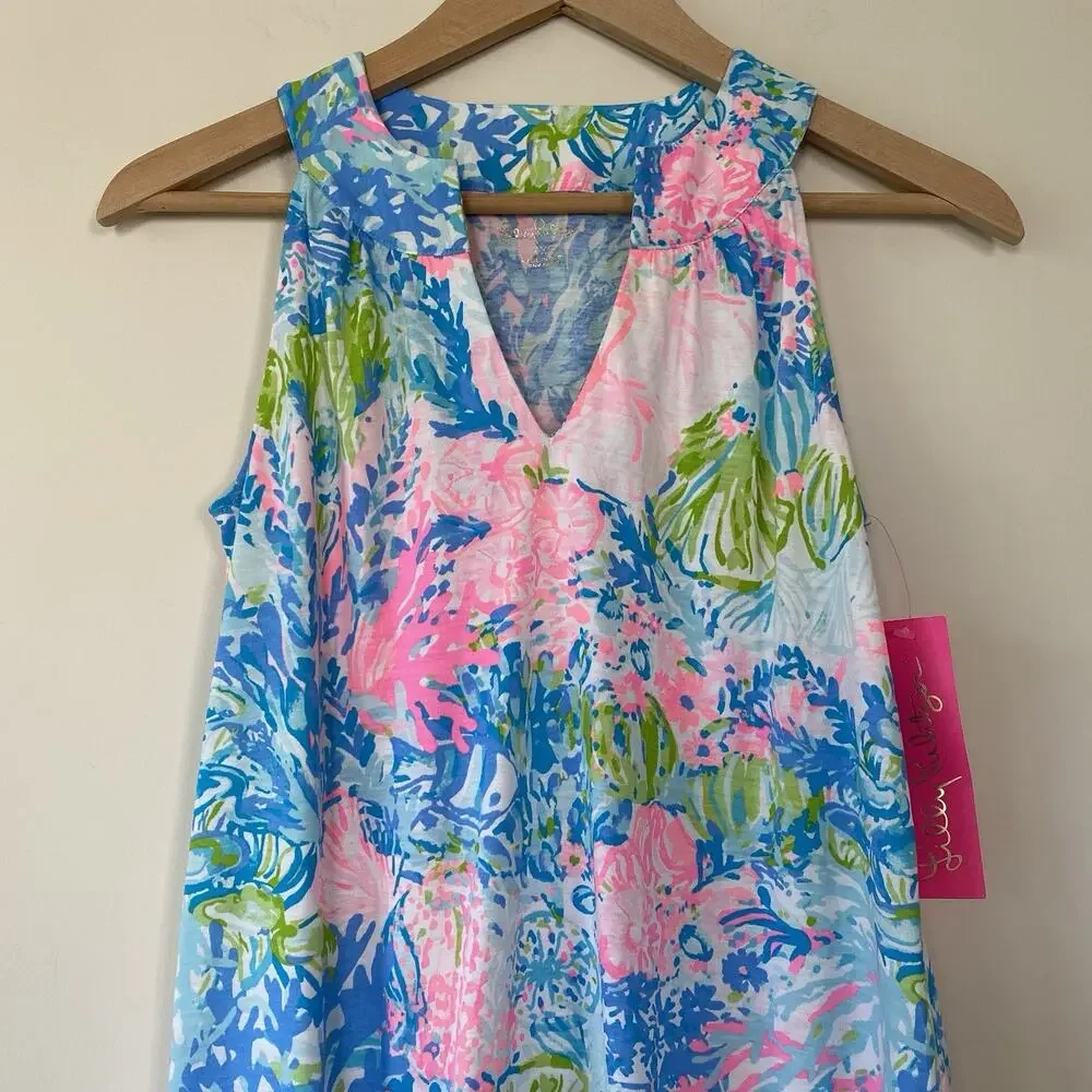 NWT Lilly Pulitzer Dress Size XXS Fished My Wish Ross Shift Blue and Pink Preppy - Picture 3 of 9